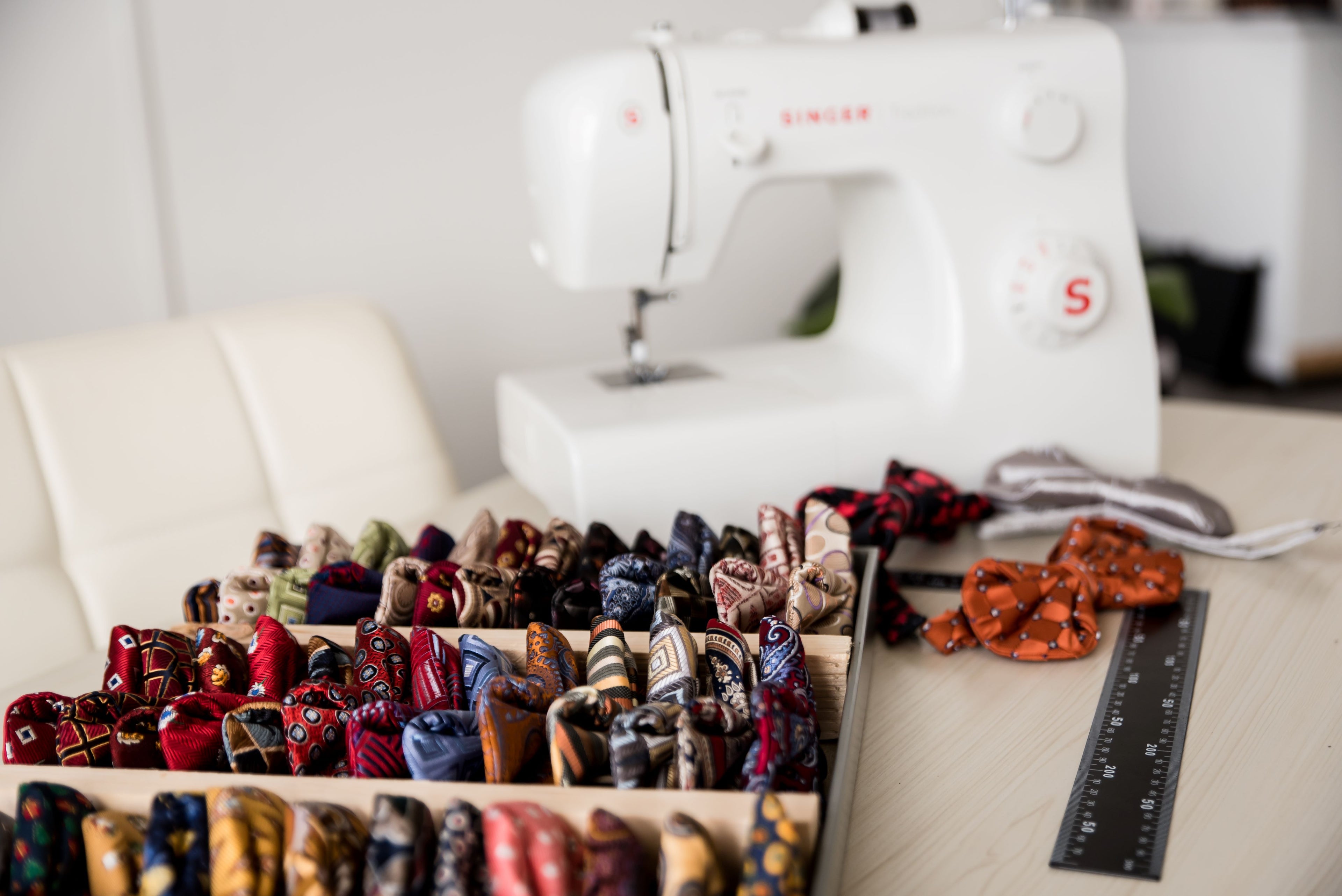 Image of Bowties and a sewing machine