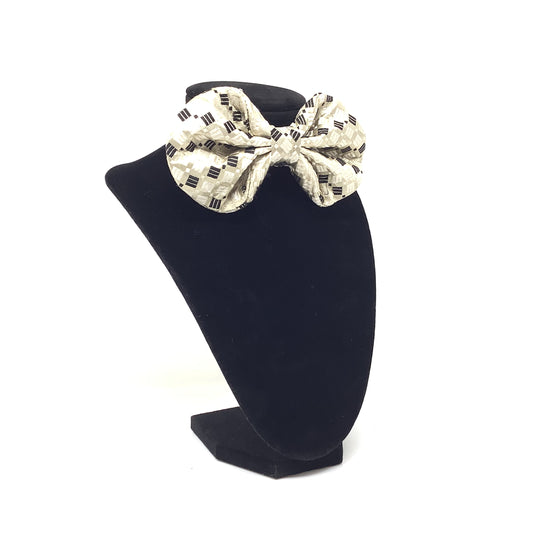 Ivory Grid Bow Tie