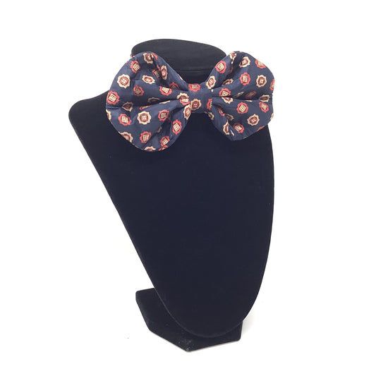 Navy Crest Bow Tie