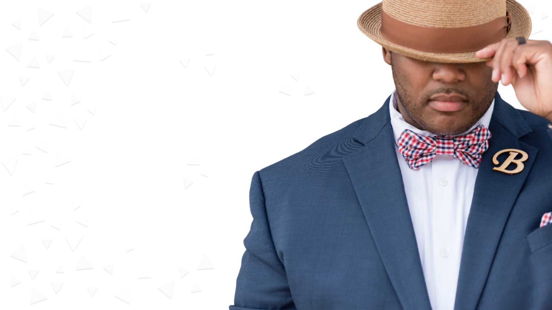A man wearing a stylish Bow Tie, Pocket Square designed by The Simple Bow